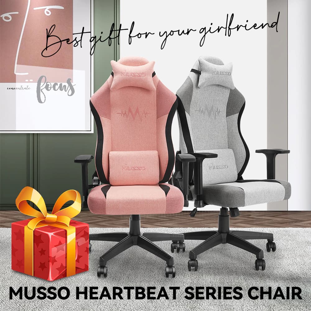 MUSSO รุ่น Heartbeat Series เก้าอี้เกมมิ่งผ้า เก้าอี้สำนักงานสำหรับการใช้งานหนัก เก้าอี้เล่นเกมตามหลักสรีรศาสตร์ เก้าอี้พนักพิงสูง ราคาดี https://lnwchill.com