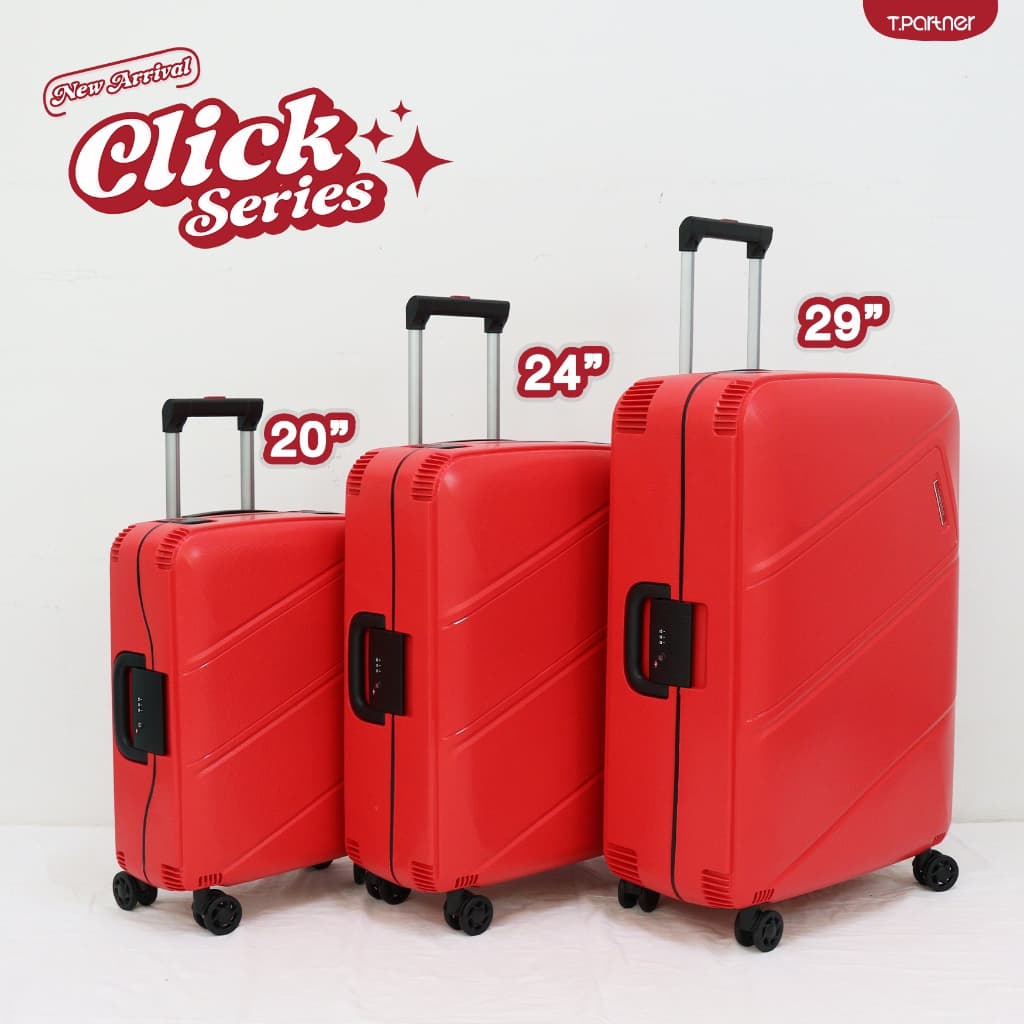 Tpartner รุ่น Click series กระเป๋าเดินทาง PP Hard Case แข็งแรงพิเศษ ระบบ Extra Security 4 Point Lock รับประกัน 3 ปี https://lnwchill.com