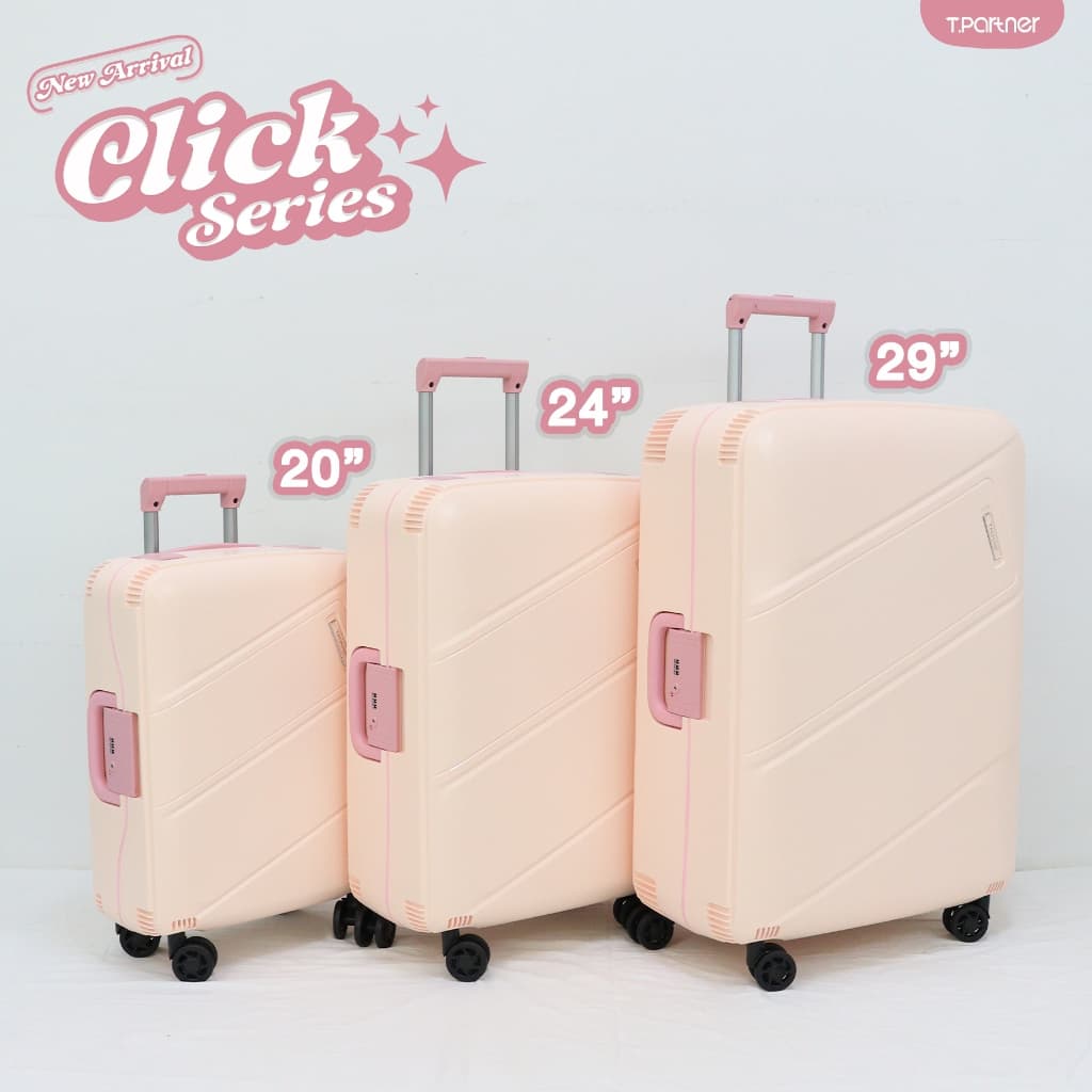 Tpartner รุ่น Click series กระเป๋าเดินทาง PP Hard Case แข็งแรงพิเศษ ระบบ Extra Security 4 Point Lock รับประกัน 3 ปี https://lnwchill.com