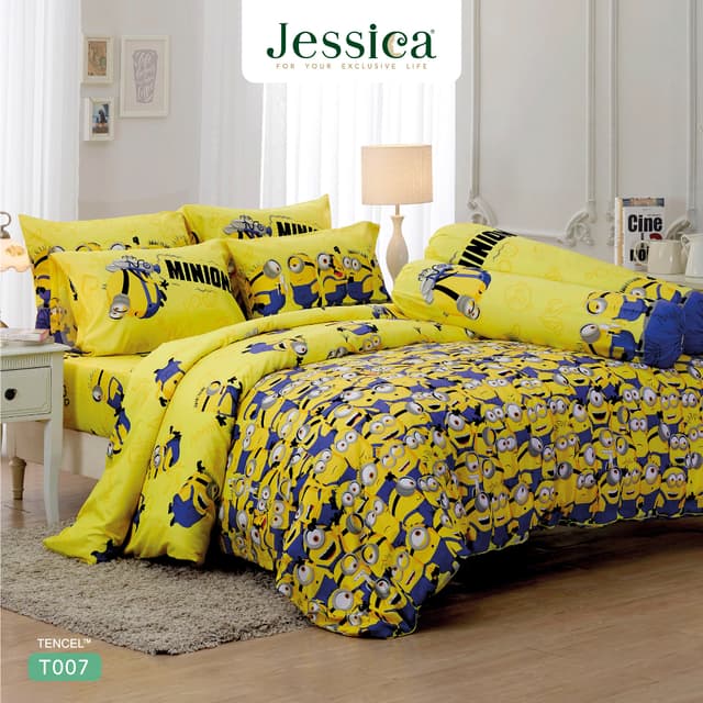 Jessica รุ่น T007 ชุดเครื่องนอน Tencel พิมพ์ลายลิขสิทธิ์ Minions มอบสัมผัสนุ่มลื่นดุจไหม ระบายอากาศดีเยี่ยม ลดการสะสมของแบคทีเรีย