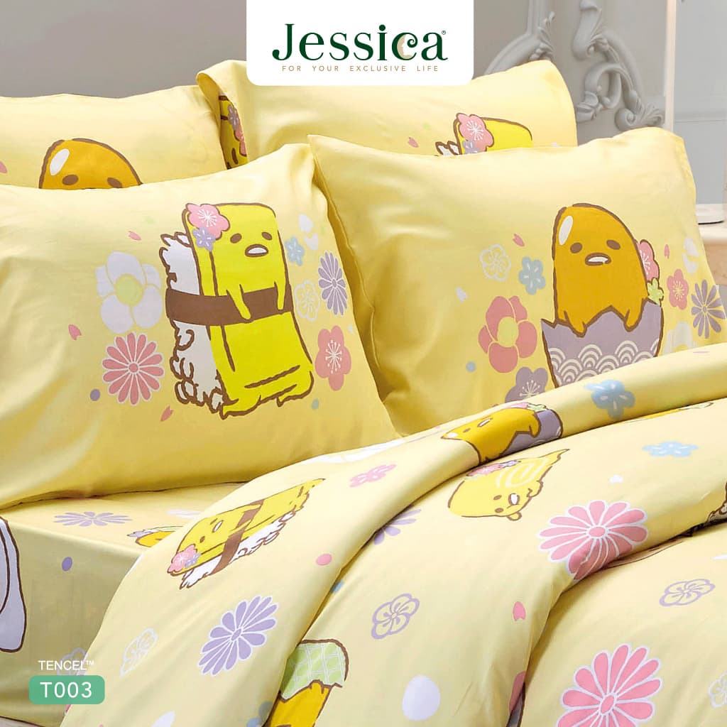 Jessica รุ่น T003 ชุดเครื่องนอน Tencel พิมพ์ลาย Gudetama ลิขสิทธิ์แท้ Sanrio มอบสัมผัสนุ่มลื่นดุจไหม ระบายอากาศดีเยี่ยม และยับยั้งแบคทีเรียด้วยเส้นใยจากธรรมชาติ https://lnwchill.com