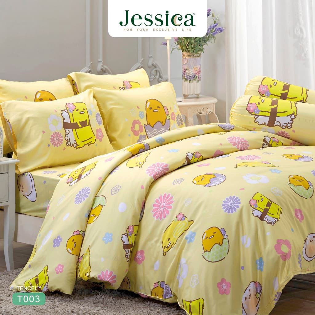 Jessica รุ่น T003 ชุดเครื่องนอน Tencel พิมพ์ลาย Gudetama ลิขสิทธิ์แท้ Sanrio มอบสัมผัสนุ่มลื่นดุจไหม ระบายอากาศดีเยี่ยม และยับยั้งแบคทีเรียด้วยเส้นใยจากธรรมชาติ https://lnwchill.com