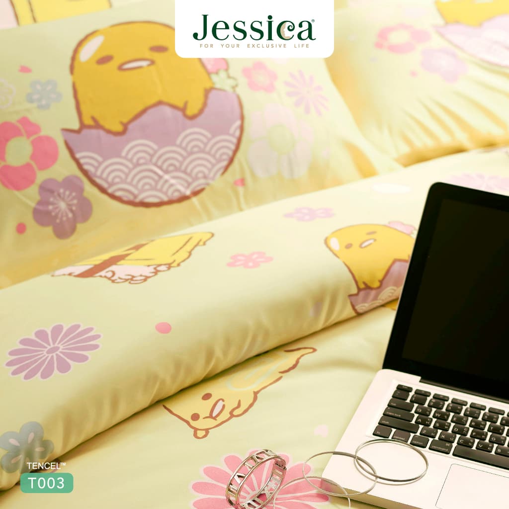 Jessica รุ่น T003 ชุดเครื่องนอน Tencel พิมพ์ลาย Gudetama ลิขสิทธิ์แท้ Sanrio มอบสัมผัสนุ่มลื่นดุจไหม ระบายอากาศดีเยี่ยม และยับยั้งแบคทีเรียด้วยเส้นใยจากธรรมชาติ https://lnwchill.com