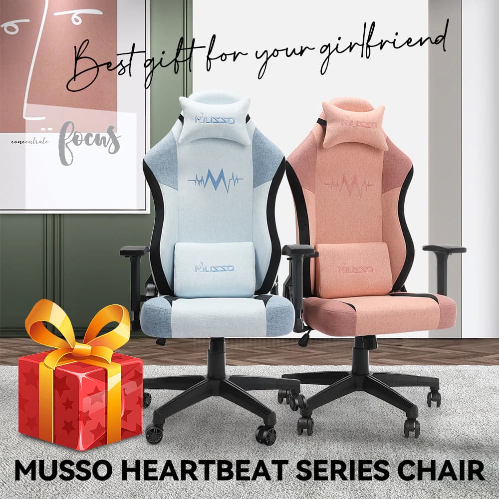 MUSSO รุ่น Heartbeat Series เก้าอี้เกมมิ่งผ้า เก้าอี้สำนักงานสำหรับการใช้งานหนัก เก้าอี้เล่นเกมตามหลักสรีรศาสตร์ เก้าอี้พนักพิงสูง ราคาดี https://lnwchill.com