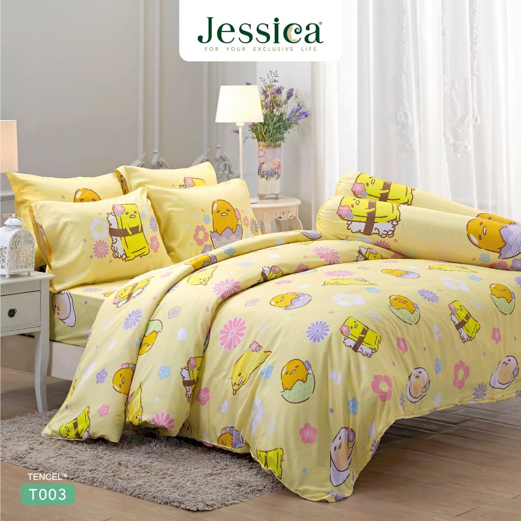 Jessica รุ่น T003 ชุดเครื่องนอน Tencel พิมพ์ลาย Gudetama ลิขสิทธิ์แท้ Sanrio มอบสัมผัสนุ่มลื่นดุจไหม ระบายอากาศดีเยี่ยม และยับยั้งแบคทีเรียด้วยเส้นใยจากธรรมชาติ https://lnwchill.com