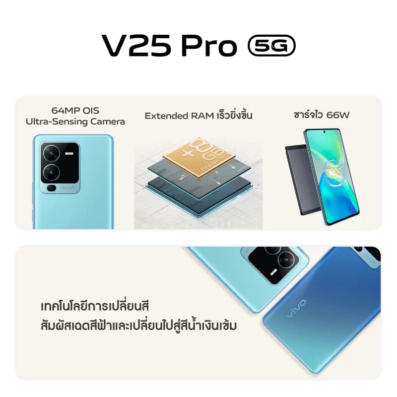 vivo V25 Pro 5G (12GB+256GB) | กล้องหน้า 32MP กล้องหลัง 64MP | จอ 6.56 นิ้ว | แบตเตอรี่ 4830mAh https://lnwchill.com