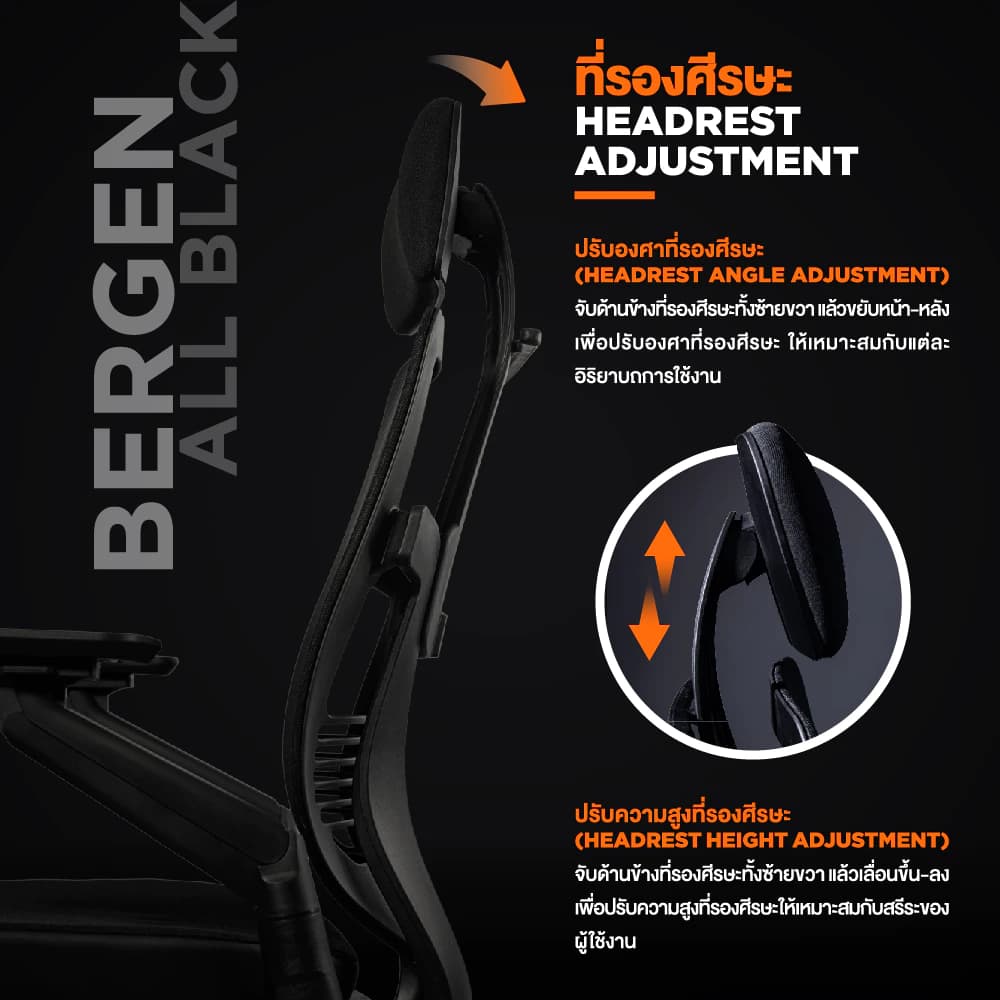 Ergotrend เก้าอี้เพื่อสุขภาพเออร์โกเทรน รุ่น Bergen all black เก้าอี้สีดำ ระบายอากาศดีเยี่ยม นุ่มสบาย ตามหลักสรีระศาสตร์ Ergonomic เก้าอี้พนักพิงสูง ลดอาการปวดเมื่อย เกรดคุณภาพ https://lnwchill.com