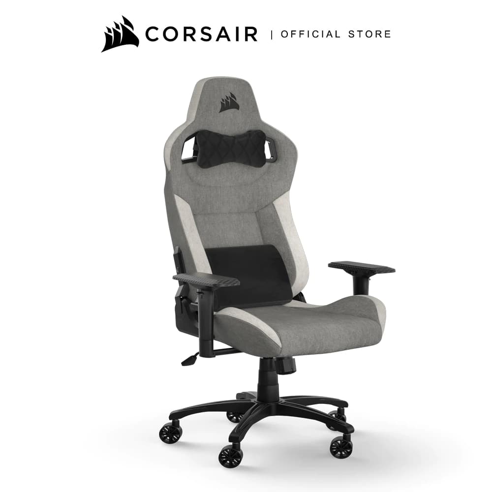 CORSAIR Chair รุ่น T3 RUSH Gaming Chair E-Sport เก้าอี้สีเทา เก้าอี้เกมมิ่งเพื่อสุขภาพ นุ่มสบาย ตามหลักสรีระศาสตร์ เก้าอี้พนักพิงสูง ลดอาการปวดเมื่อย เกรดพรีเมี่ยม — Gray/White https://lnwchill.com