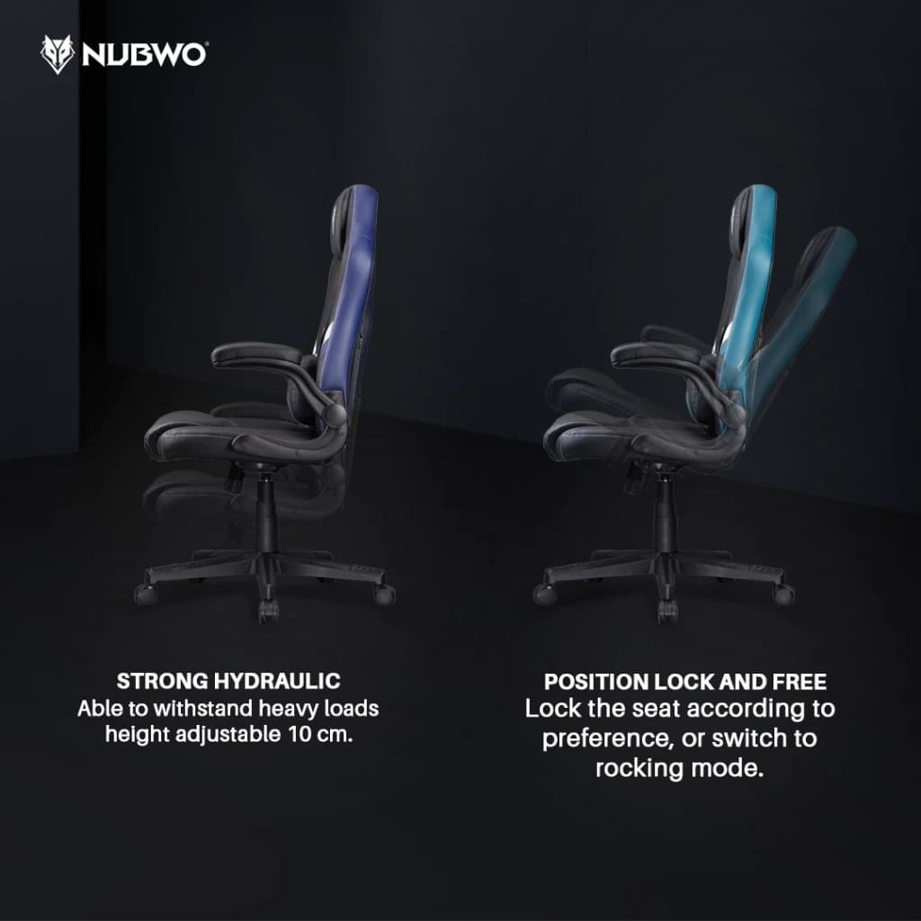 NUBWO Gaming Chair E-Sport เก้าอี้เกมมิ่ง เก้าอี้สีกรมท่า สีน้ำเงินเข้ม สีชมพู สีเขียวหัวเป็ด นุ่มสบาย ตามหลักสรีระศาสตร์ ขาไนลอนสามารถพับที่วางแขนขึ้นได้ เก้าอี้พนักพิงต่ำ รุ่น NBCH-030 https://lnwchill.com