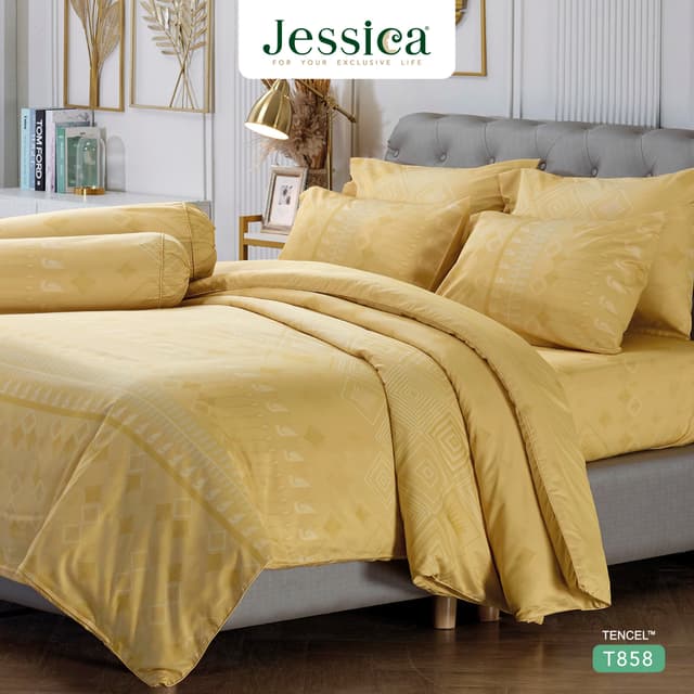 Jessica รุ่น T858 ชุดเครื่องนอน Tencel พิมพ์ลาย สัมผัสนุ่มลื่นดุจแพรไหม ระบายอากาศดีเยี่ยม ลดการสะสมของแบคทีเรีย