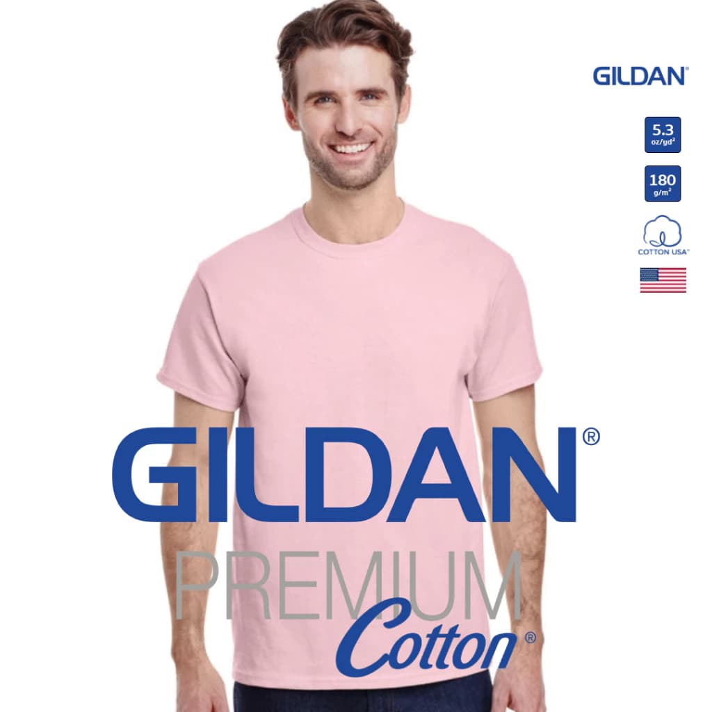 GILDAN® พรีเมี่ยม เสื้อยืดแขนสั้น - ชมพูอ่อน 20C https://lnwchill.com
