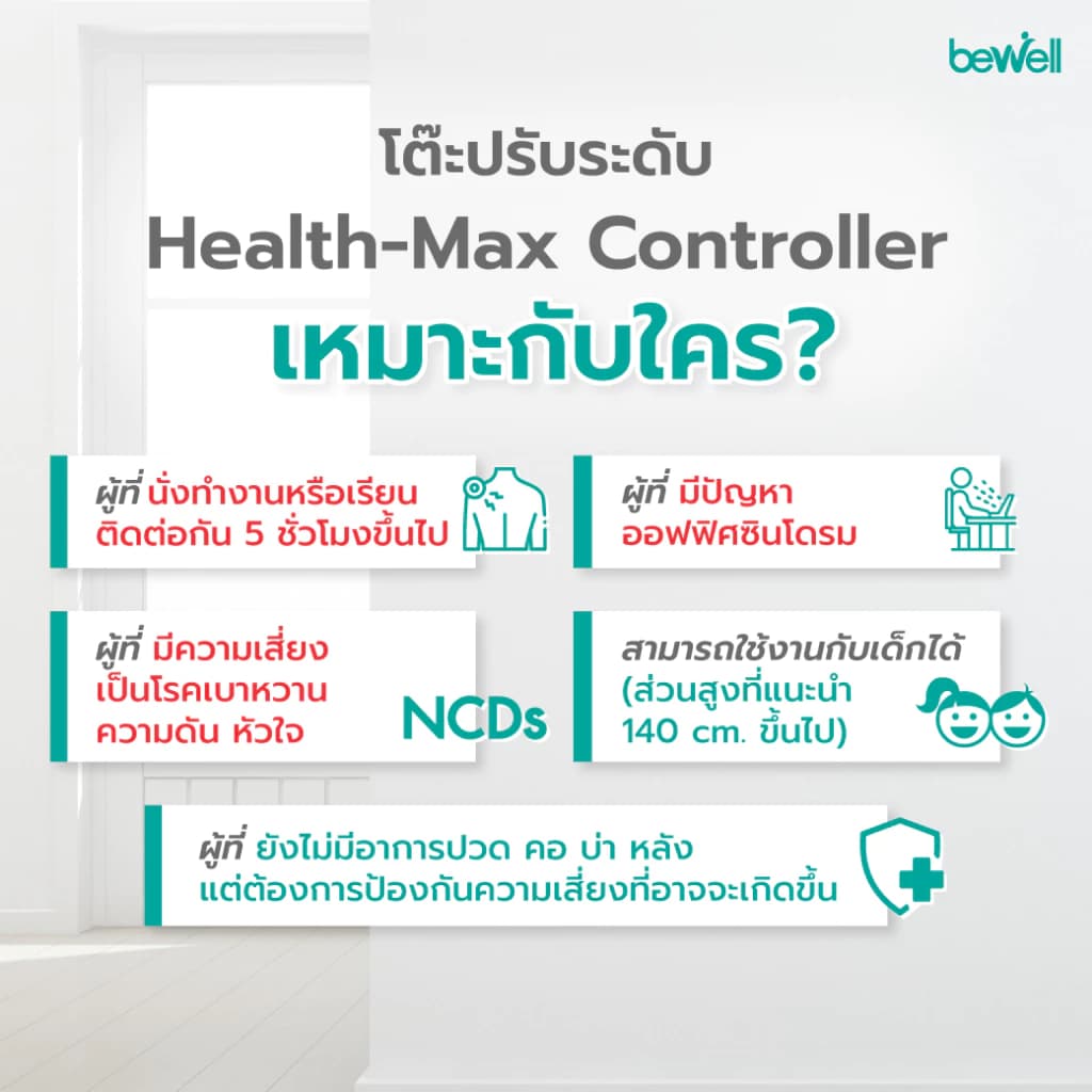 Bewell โต๊ะทำงานปรับระดับไฟฟ้า Health-max Controller Desk ตั้งเวลาเตือนให้ลุกยืนทำงาน รับประกัน 5 ปี https://lnwchill.com