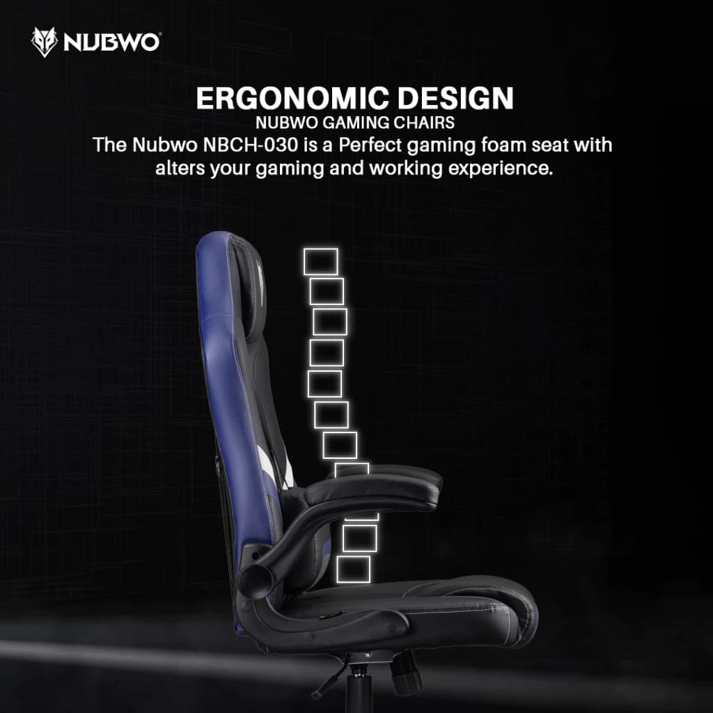 NUBWO Gaming Chair E-Sport เก้าอี้เกมมิ่ง เก้าอี้สีกรมท่า สีน้ำเงินเข้ม สีชมพู สีเขียวหัวเป็ด นุ่มสบาย ตามหลักสรีระศาสตร์ ขาไนลอนสามารถพับที่วางแขนขึ้นได้ เก้าอี้พนักพิงต่ำ รุ่น NBCH-030 https://lnwchill.com