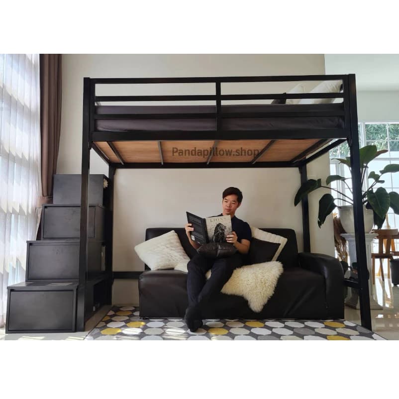 เตียงล่างโล่ง เตียง2ชั้น ขนาด 3.5 ฟุต บันไดเดินขึ้นแบบมีลิ้นชักเก็บของ https://lnwchill.com