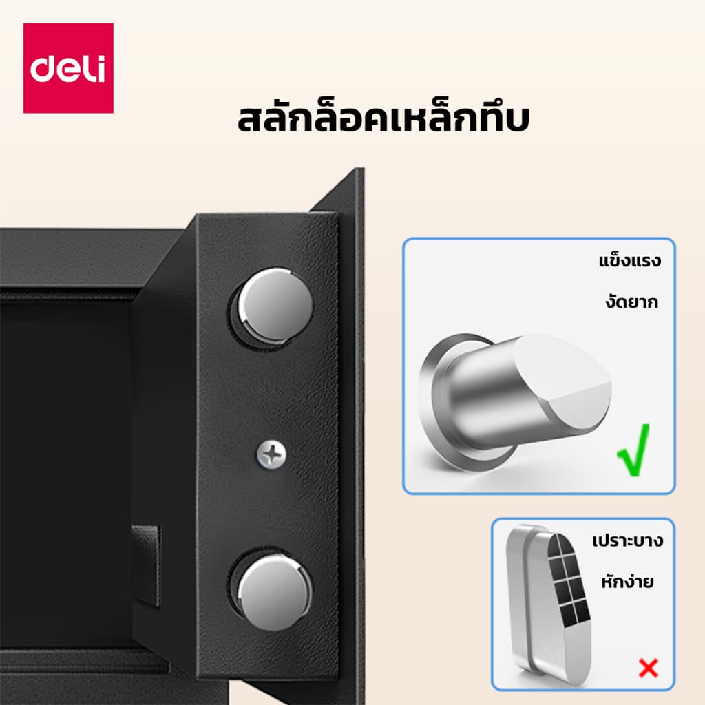 Deli รุ่น ET510, ET511, ET512, ET520, ET530 ตู้เซฟนิรภัยเหล็กกล้าคาร์บอนเคลือบสีกันสนิม ขนาดกะทัดรัด พร้อมระบบล็อก 2 ชั้นและกุญแจฉุกเฉิน เหมาะสำหรับบ้านและออฟฟิศ https://lnwchill.com