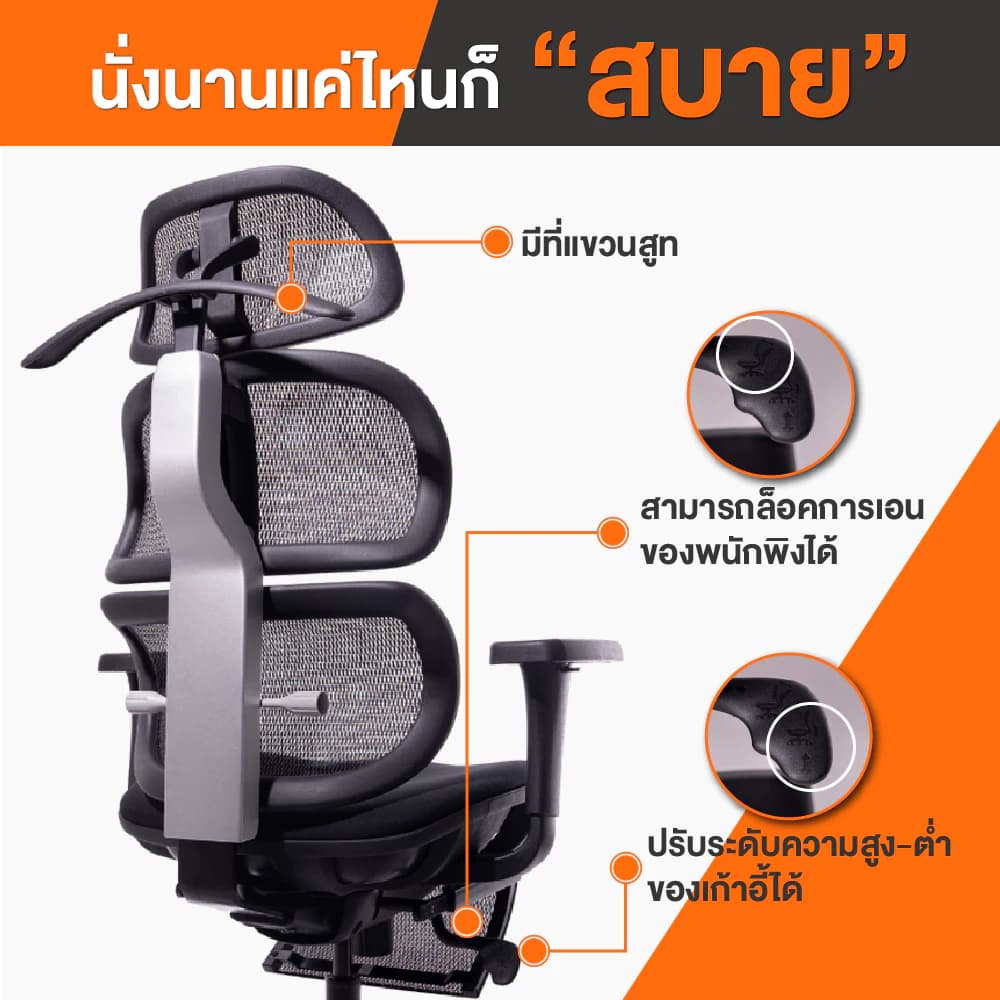 Ergotrend เก้าอี้เพื่อสุขภาพเออร์โกเทรน รุ่น Ergo joy rest เก้าอี้สีดำ ระบายอากาศดีเยี่ยม นุ่มสบาย ตามหลักสรีระศาสตร์ Ergonomic เก้าอี้พนักพิงสูง ลดอาการปวดเมื่อย เกรดพรีเมี่ยม https://lnwchill.com