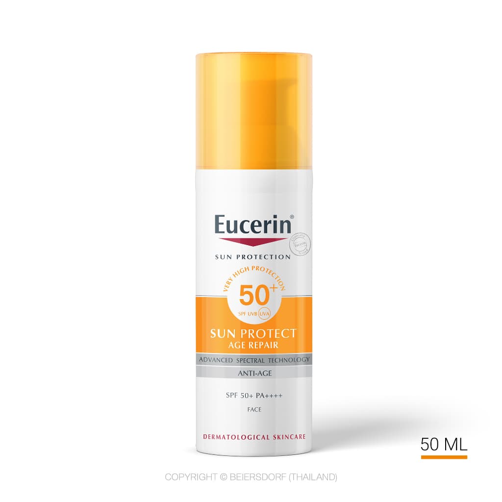Eucerin SUN PROTECT AGE REPAIR SPF 50+ PA++++ 50 ML ยูเซอริน กันแดดสำหรับผิวหน้า เหมาะสำหรับผิวแห้ง ลดเลือนริ้วรอย https://lnwchill.com