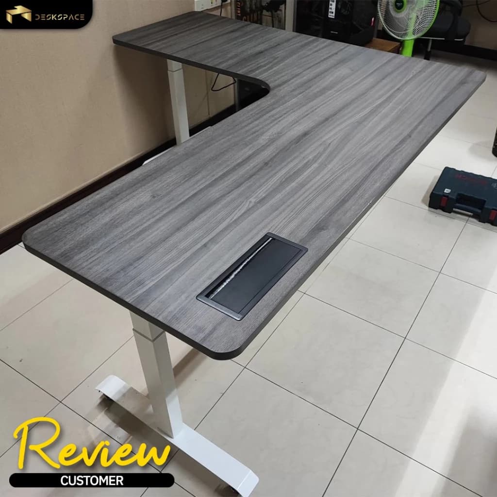 DESKSPACE (Pre-Order) โต๊ะสั่งตัดปรับระดับไฟฟ้ารูปตัวแอล 3 Legs รีโมทมี USB Charger 1 ช่อง รับประกันมอเตอร์ 5 ปี https://lnwchill.com