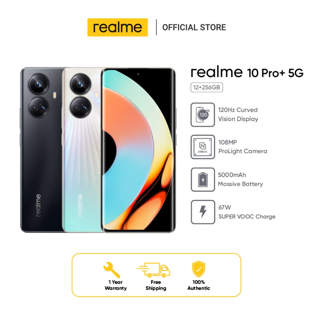 realme 10 Pro+ 5G (12+256GB) จอแสดงผลโค้ง 120Hz | ดีไซน์ Hyperspace | กล้อง ProLight 108MP https://lnwchill.com