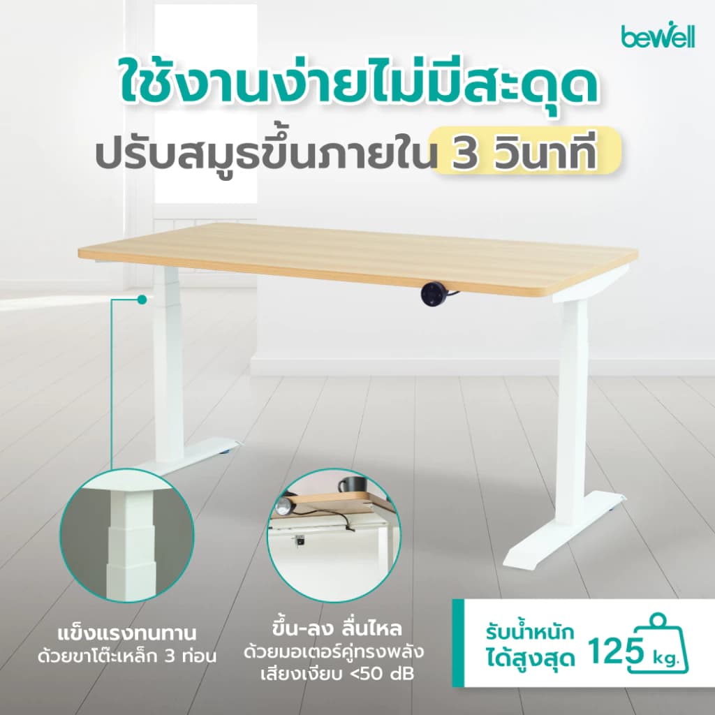 Bewell โต๊ะทำงานปรับระดับไฟฟ้า Health-max Controller Desk ตั้งเวลาเตือนให้ลุกยืนทำงาน รับประกัน 5 ปี https://lnwchill.com