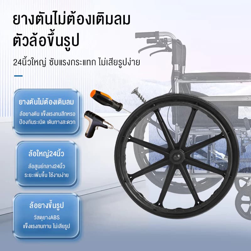 HIMIWAY รถเข็นผู้ป่วย wheelchair พับได้น้ำหนักเบาท่อเหล็กหนาสกู๊ตเตอร์ผู้สูงอายุรถเข็นแบบพกพา วีลแชร์พับได้ https://lnwchill.com