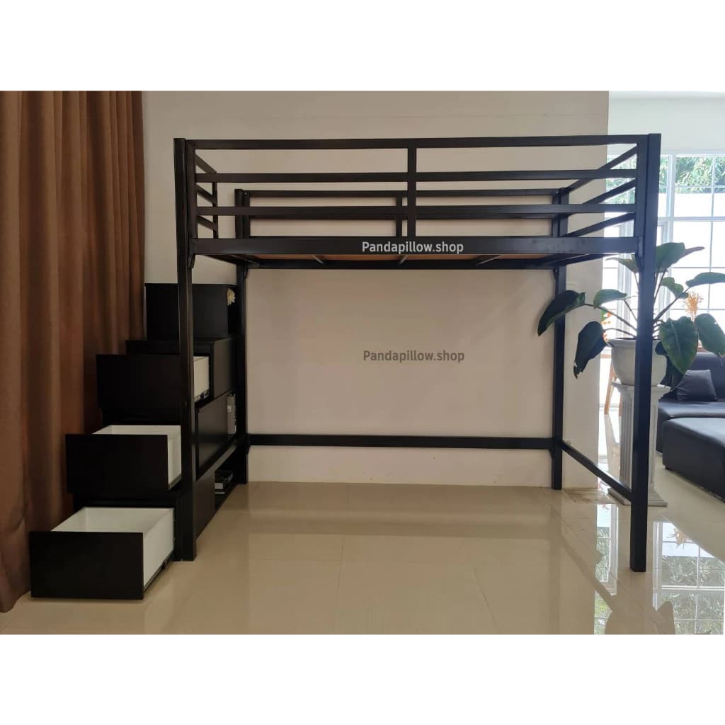 เตียงล่างโล่ง เตียง2ชั้น ขนาด 3.5 ฟุต บันไดเดินขึ้นแบบมีลิ้นชักเก็บของ https://lnwchill.com