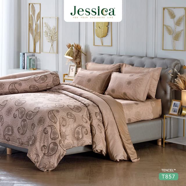 Jessica รุ่น T857 ชุดเครื่องนอน Tencel พิมพ์ลาย สัมผัสนุ่มลื่นดุจแพรไหม ระบายอากาศดีเยี่ยม