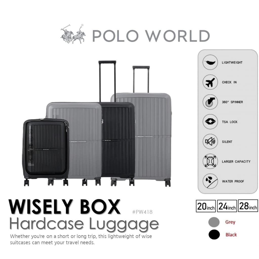 POLO WORLD รุ่น PW418 Wisely Tanker Hardcase Luggage กระเป๋าเดินทางล้อลากวัสดุ PP แข็งแรงทนทาน พร้อมระบบ TSA Lock รับประกัน 2 ปี https://lnwchill.com
