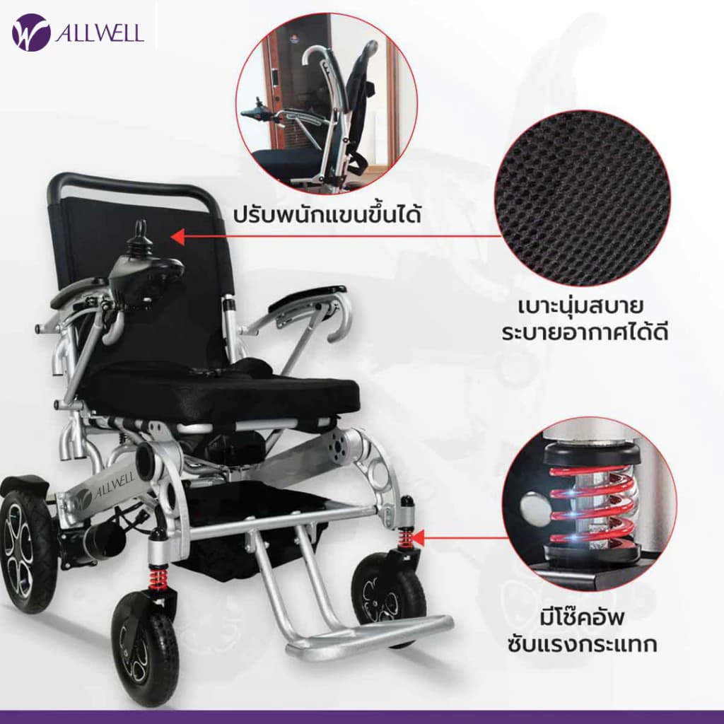 Allwell รถเข็นวีลแชร์ไฟฟ้า รุ่น W5521 https://lnwchill.com