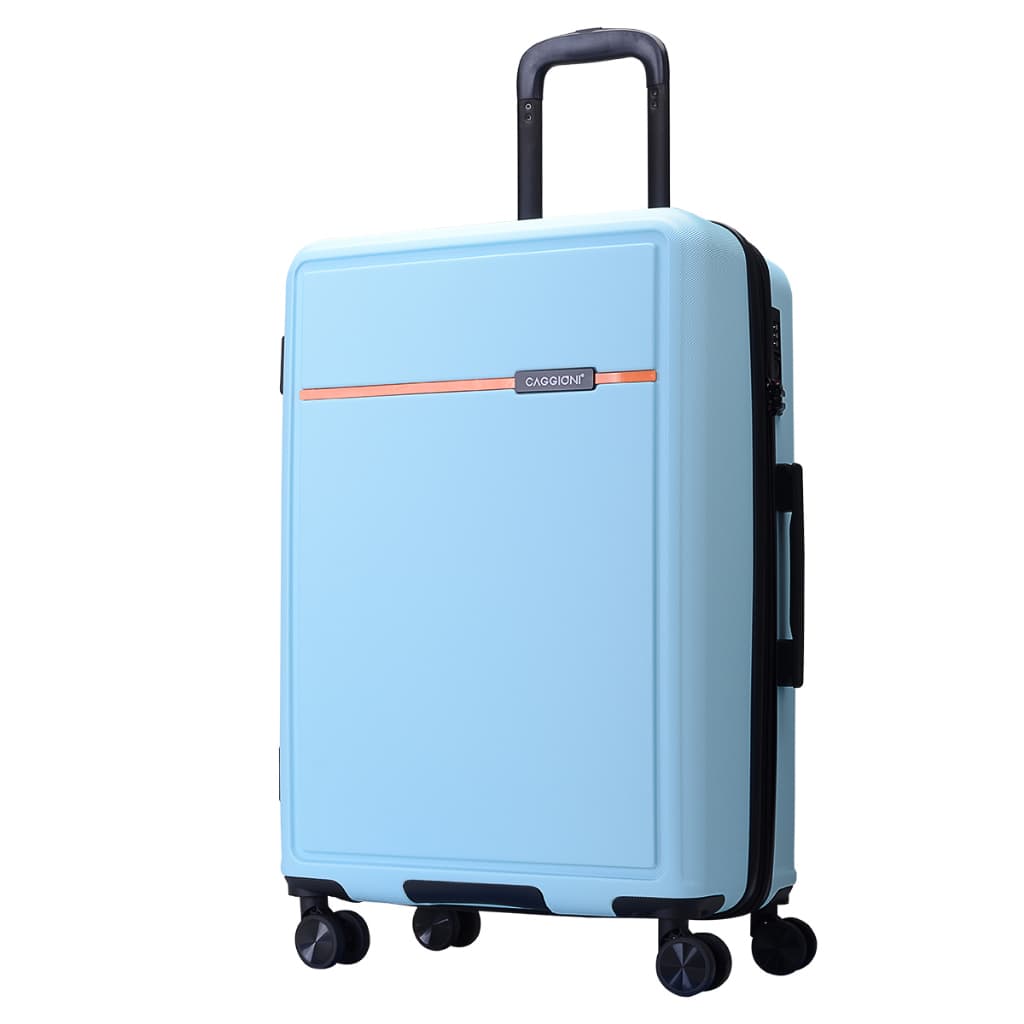 CAGGIONI รุ่น C23021 กระเป๋าเดินทาง ABS ทรงเหลี่ยม สีฟ้า ดีไซน์สวยงาม น้ำหนักเบา จัดเก็บสัมภาระง่าย ล้อลื่น เดินทางสะดวก คุ้มค่าทุกการเดินทาง https://lnwchill.com