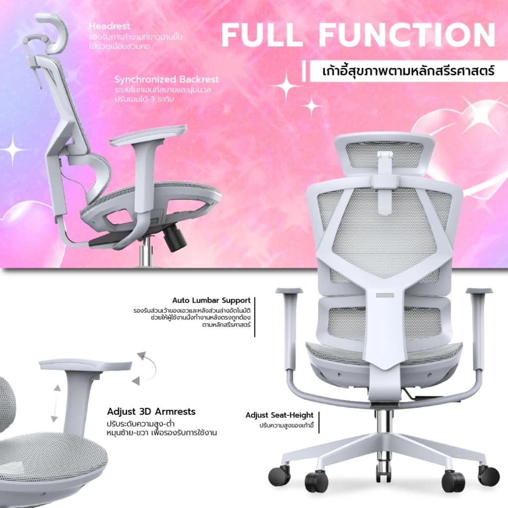 Work Station - Ergonomic chair เก้าอี้ทำงานเพื่อสุขภาพ รุ่น Model N เก้าอี้สีเทา นุ่มสบาย ตามหลักสรีระศาสตร์ ราคาดี ลดอาการปวดเมื่อย รองรับน้ำหนัก 110 kg. https://lnwchill.com