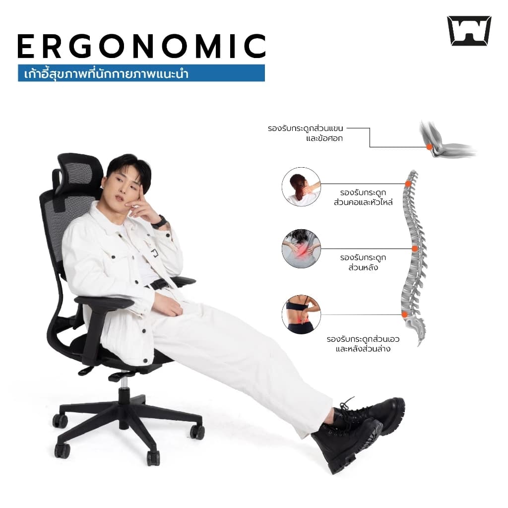 Work Station - Ergonomic chair เก้าอี้ทำงานเพื่อสุขภาพ รุ่น Model T เก้าอี้สีดำ ระบายอากาศดีเยี่ยม ราคาดีลดอาการปวดเมื่อย เก้าอี้ทำงาน รองรับน้ำหนัก 120 kg. https://lnwchill.com