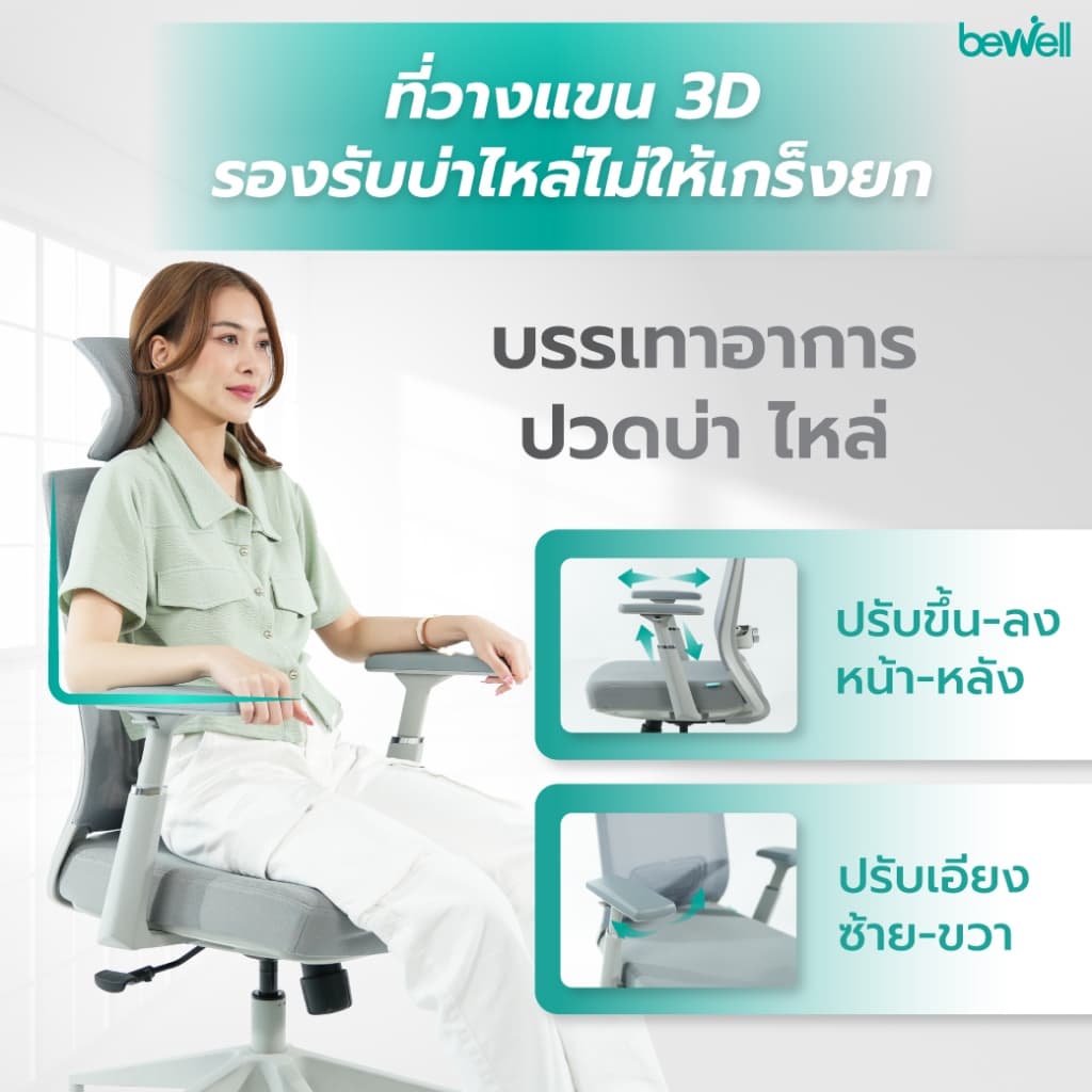 Bewell รุ่น Glory เก้าอี้สุขภาพ Ergonomic ระบายอากาศดีเยี่ยม ฟังก์ชั่นคุ้มค่า ในราคาสบายกระเป๋า รับประกัน 3 ปี https://lnwchill.com