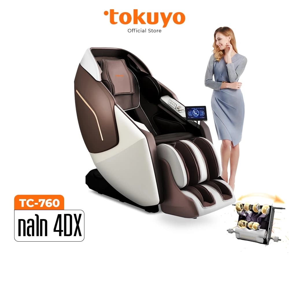 TOKUYO ROYAL TC-760 เก้าอี้นวดไฟฟ้า 4Dx (รุ่นเรือธง) รุ่นท็อปหนังพรีเมี่ยม สีน้ำตาล โซฟานวดไฟฟ้า คลายกล้ามเนื้อดีเยี่ยม ปรับตำแหน่งการนวด ระบบสแกนร่างกาย (Body Scan) ลดความเครียด ระบบ Zero Gravity ระบบแรงโดน้มถ่วง ฟื้นฟูร่างกาย https://lnwchill.com