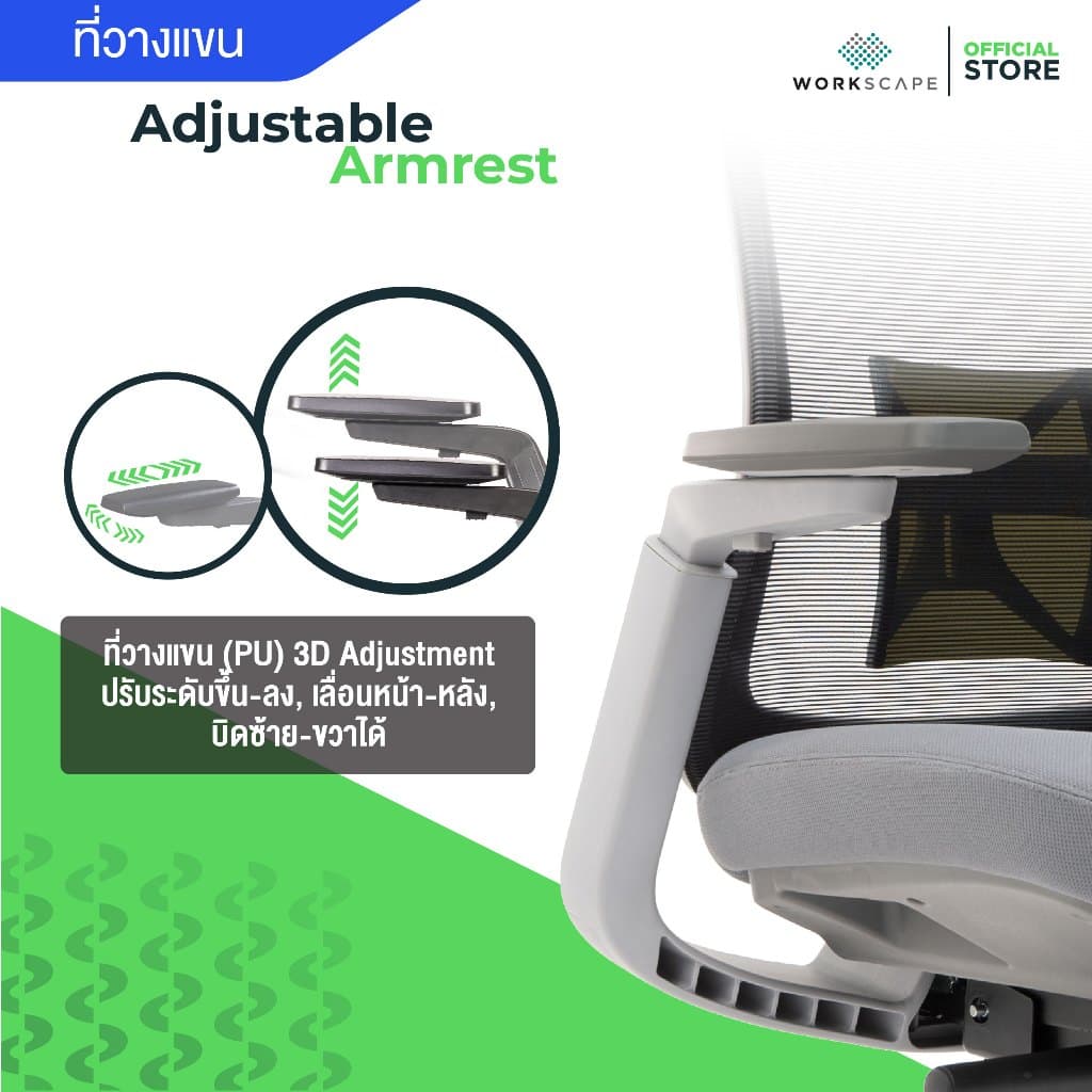 Workscape รุ่น Libra WCH-00001 เก้าอี้สุขภาพ พนักพิงตาข่าย กลไก Donati อิตาลี รองรับ Body Movement นั่งสบาย https://lnwchill.com