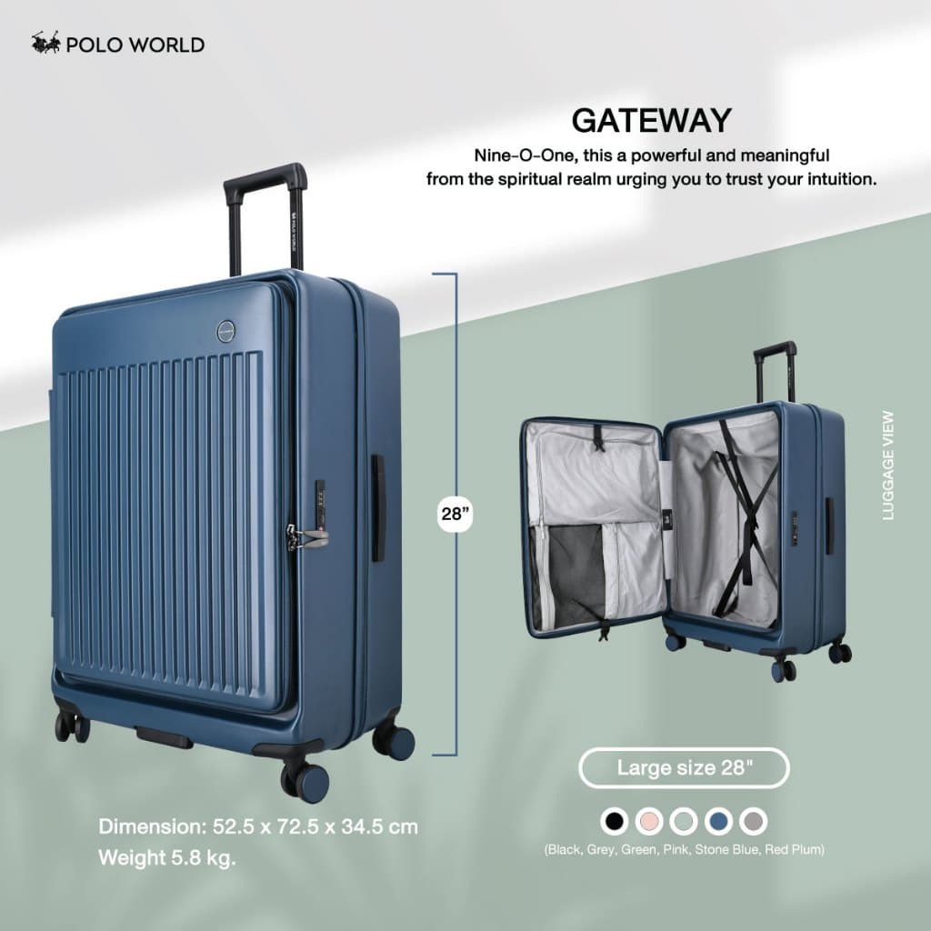 POLO WORLD รุ่น PW901 Gateway Hardcase Luggage กระเป๋าเดินทาง Polycarbonate ระบบล็อค TSA ล้อคู่หมุน 360 องศา ดีไซน์ทันสมัย น้ำหนักเบา รับประกัน 2 ปี https://lnwchill.com
