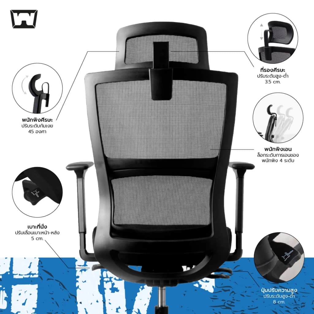 Work Station - Ergonomic chair เก้าอี้ทำงานเพื่อสุขภาพ รุ่น Model T เก้าอี้สีดำ ระบายอากาศดีเยี่ยม ราคาดีลดอาการปวดเมื่อย เก้าอี้ทำงาน รองรับน้ำหนัก 120 kg. https://lnwchill.com