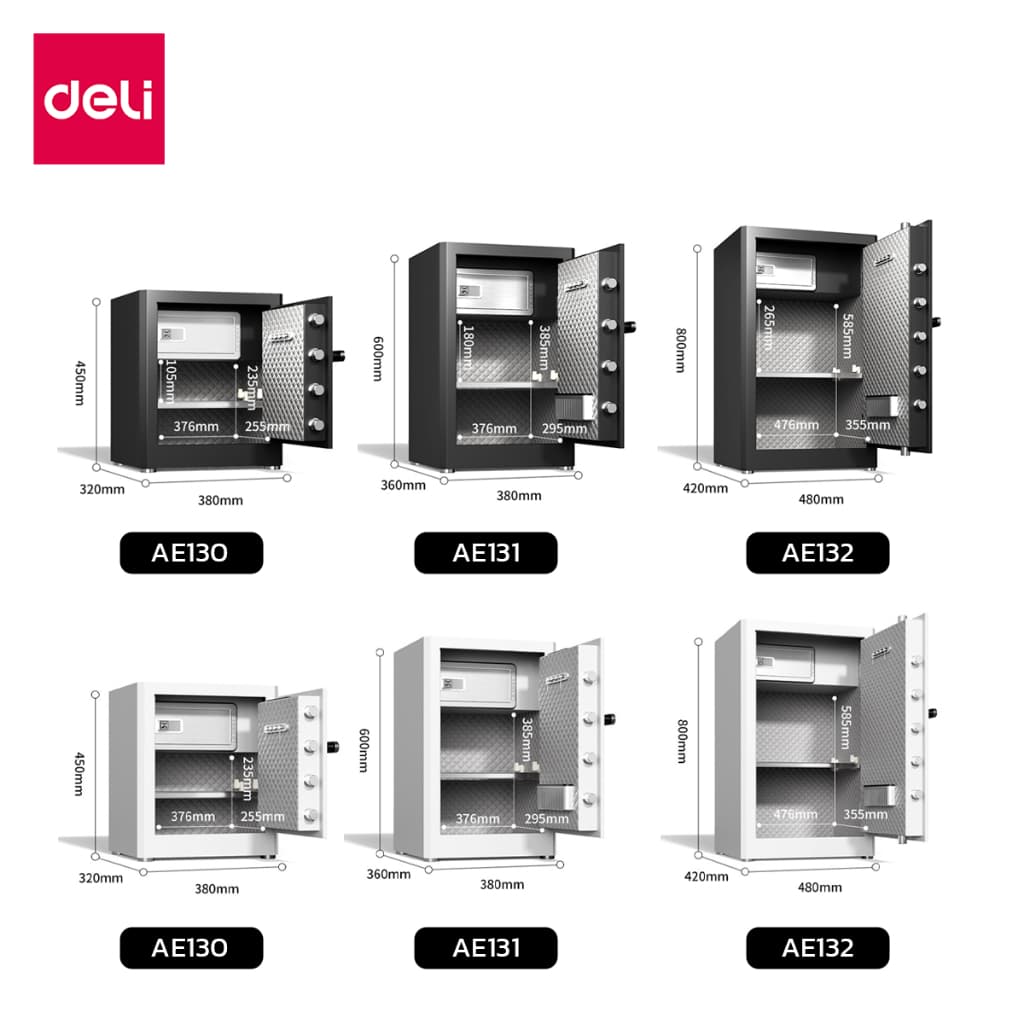 Deli รุ่น AE130, AE131, AE132 ตู้เซฟอิเล็คทรอนิกส์ระบบสแกนลายนิ้วมือ ปลดล็อคได้ 4 รูปแบบ เพื่อความปลอดภัยสูงสุดสำหรับทรัพย์สินของคุณ https://lnwchill.com
