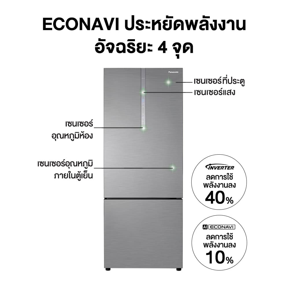 PANASONIC รุ่น NR-BX471CPST ตู้เย็น 2 ประตู 14.8 คิว สี Glossy Silver Steel เทคโนโลยี Prime Fresh -3°C ถนอมอาหารสดไม่ต้องละลายน้ำแข็ง https://lnwchill.com