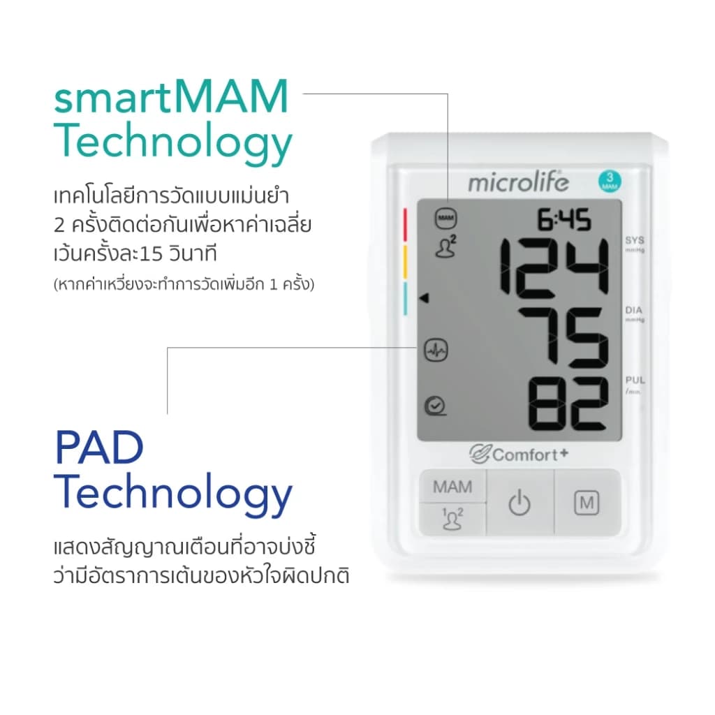 Microlife เครื่องวัดความดันโลหิต รุ่น B3 Comfort PC https://lnwchill.com
