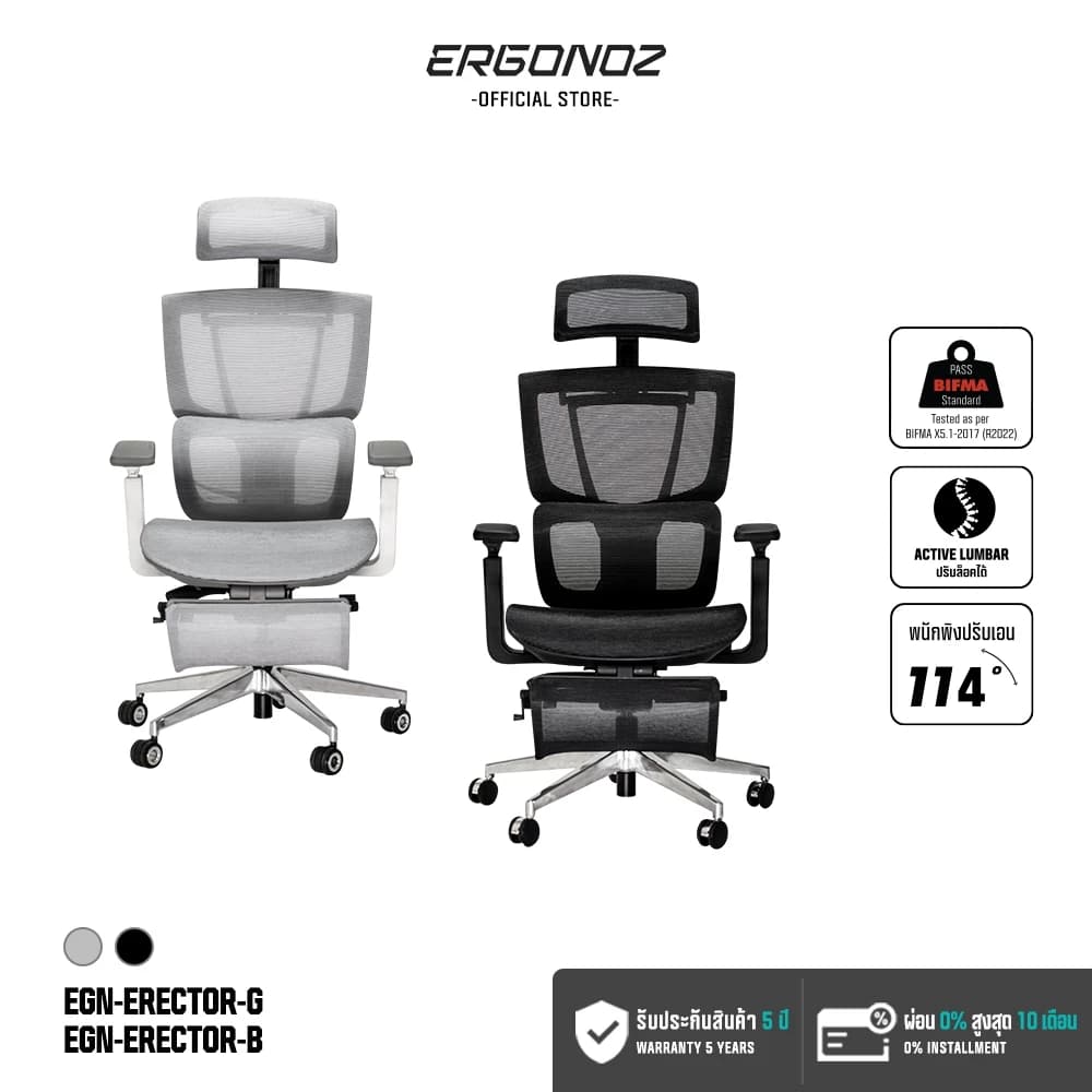 ERGONOZ รุ่น ERECTOR Professional เก้าอี้สีเทา เก้าอี้สีดำ Ergonomic chair เก้าอี้ทำงาน เก้าอี้คอมพิวเตอร์ เพื่อสุขภาพ รองรับน้ำหนักได้ 136 Kg. https://lnwchill.com