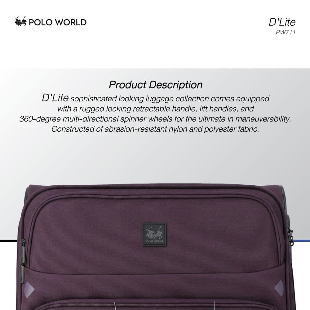 POLO WORLD รุ่น PW711 D'Lite Softcase Luggage กระเป๋าเดินทางผ้า น้ำหนักเบา ล้อลาก 360 องศา พร้อมระบบล็อค TSA เพื่อความปลอดภัยสูงสุด https://lnwchill.com