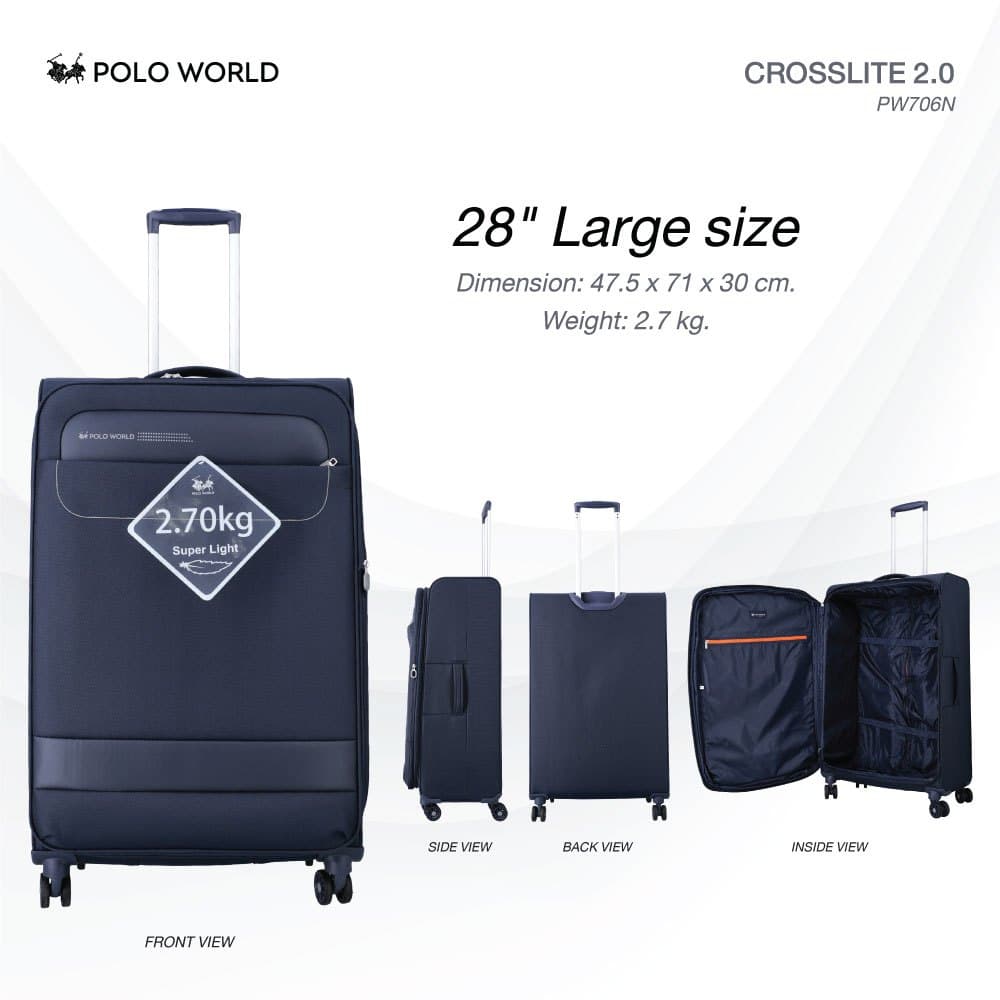 POLO WORLD รุ่น PW706N CrossLite 2.0 กระเป๋าเดินทางผ้า Super Light น้ำหนักเบาพิเศษ มาพร้อมล้อลากและดีไซน์ทันสมัยเพื่อทุกการเดินทางของคุณ https://lnwchill.com