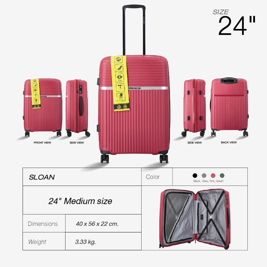 POLO WORLD รุ่น PWES-50123 Sloan Wheeled Hardcase Luggage กระเป๋าเดินทางล้อลาก Polypropylene น้ำหนักเบา ทนทาน ดีไซน์คลาสสิก https://lnwchill.com