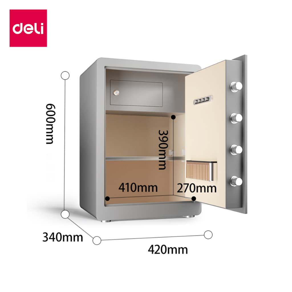 Deli รุ่น AE100-AE102 ตู้เซฟอิเล็กทรอนิกส์ ระบบสแกนลายนิ้วมืออัจฉริยะ ขนาด 30-60 ซม. สีเทา พร้อมระบบเปิดอัตโนมัติและสัญญาณเตือนภัย ปกป้องทรัพย์สินของคุณอย่างเหนือชั้น https://lnwchill.com