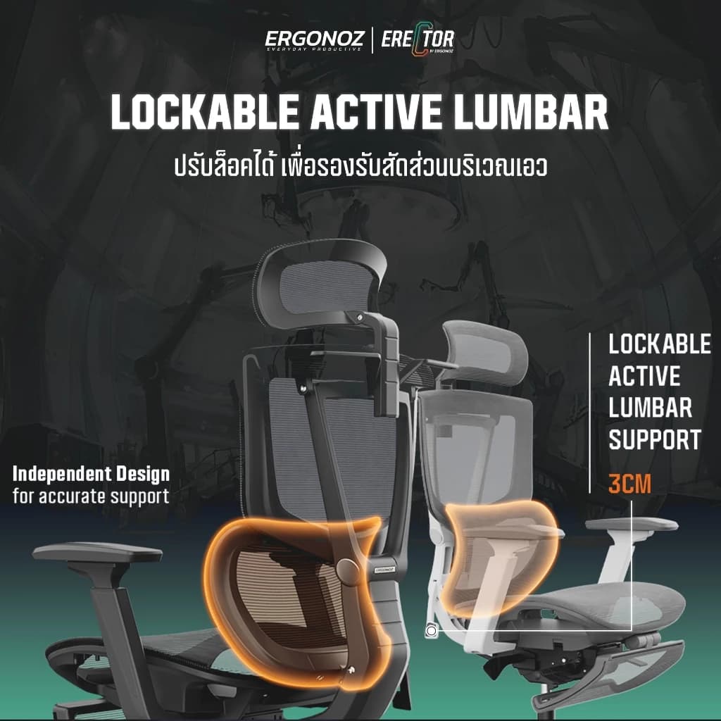 ERGONOZ รุ่น ERECTOR เก้าอี้สีเทา เก้าอี้สีดำ Professional Ergonomic chair เก้าอี้เพื่อสุขภาพ ฟังก์ชันพนักพิงศีรษะ มีที่พักเท้า รองรับน้ำหนักได้ 136 Kg. https://lnwchill.com