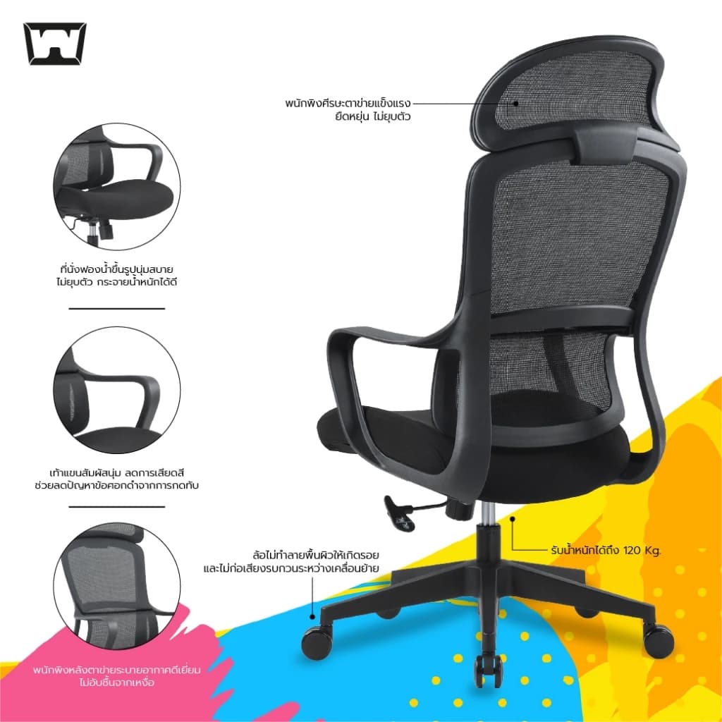 Work Station - Ergonomic chair เก้าอี้ทำงานเพื่อสุขภาพ รุ่น Model G เก้าอี้สีดำ เก้าอี้นั่งทำงาน ราคาประหยัด ลดอาการปวดเมื่อย นุ่มสบาย ตามหลักสรีระศาสตร์ รองรับน้ำหนัก 120 kg. https://lnwchill.com