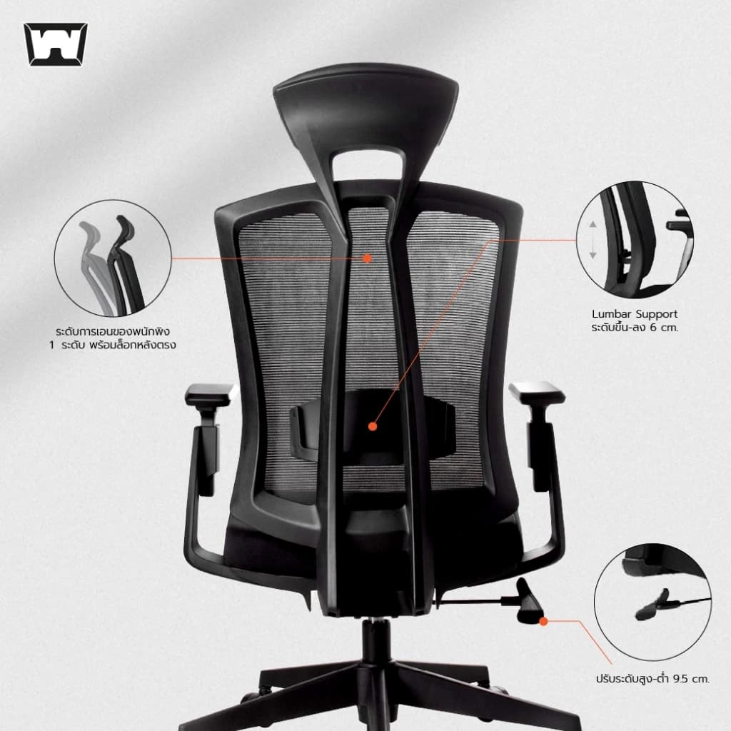 Work Station - Office chair เก้าอี้ทำงาน รุ่น Tigra เก้าอี้พนักพิงสูง เกรดคุณภาพ ระบายอากาศดีเยี่ยม รองรับน้ำหนัก 120 kg. https://lnwchill.com