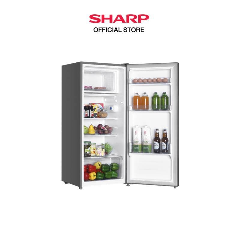 SHARP รุ่น SJ-F15ST ตู้เย็น 1 ประตู 5.4-6 คิว ดีไซน์ Minimal สีเทาเข้ม/เงิน เย็นจัด -6 องศา ชั้นวางกระจกนิรภัย จุของได้เยอะ ละลายน้ำแข็งกึ่งอัตโนมัติ https://lnwchill.com
