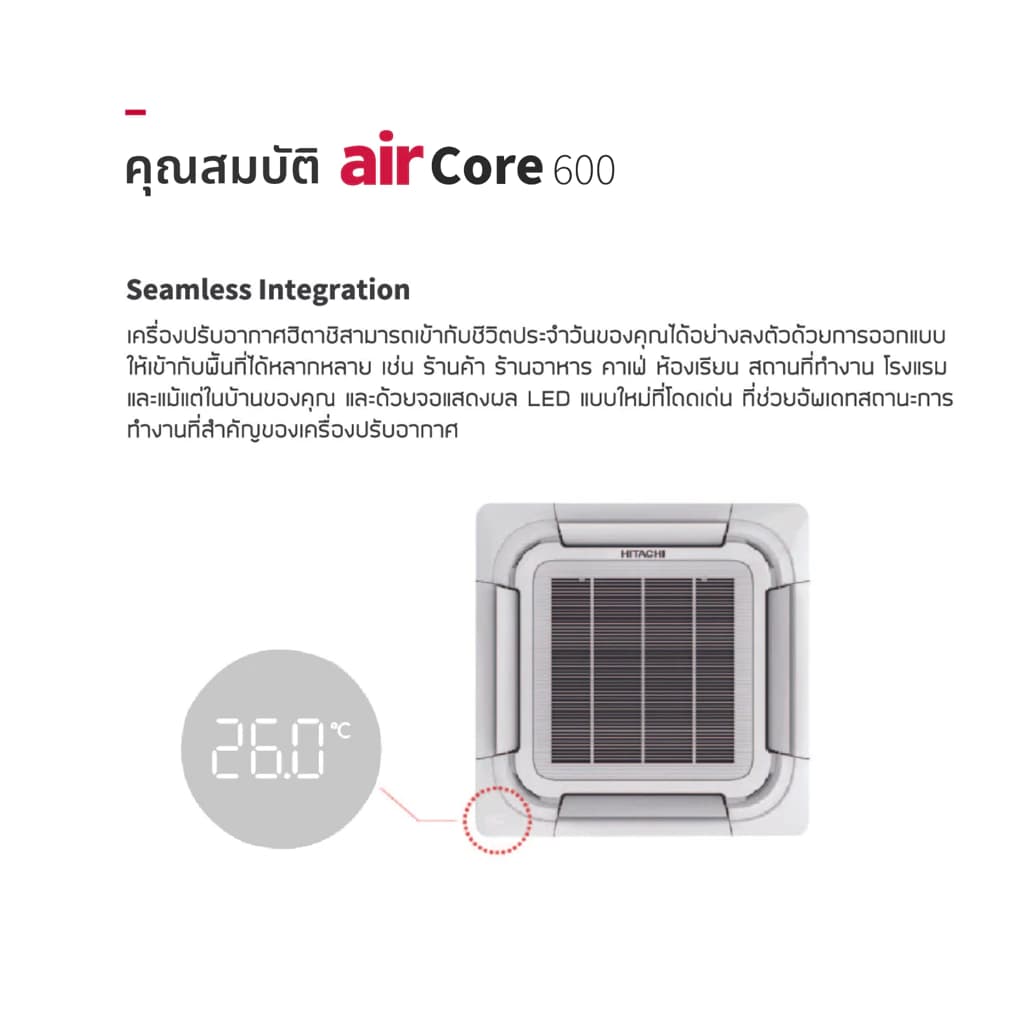 Hitachi airCore 600 Cassette แอร์ฝังฝ้าเพดาน Inverter รุ่น airCore 600 Cassette [จัดส่งฟรี] https://lnwchill.com